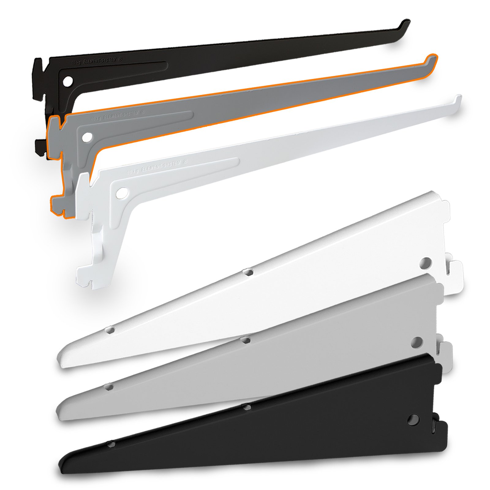 PRIOstahl Regalträger Weiß 600mm 10er Set 1-reihig Stahl