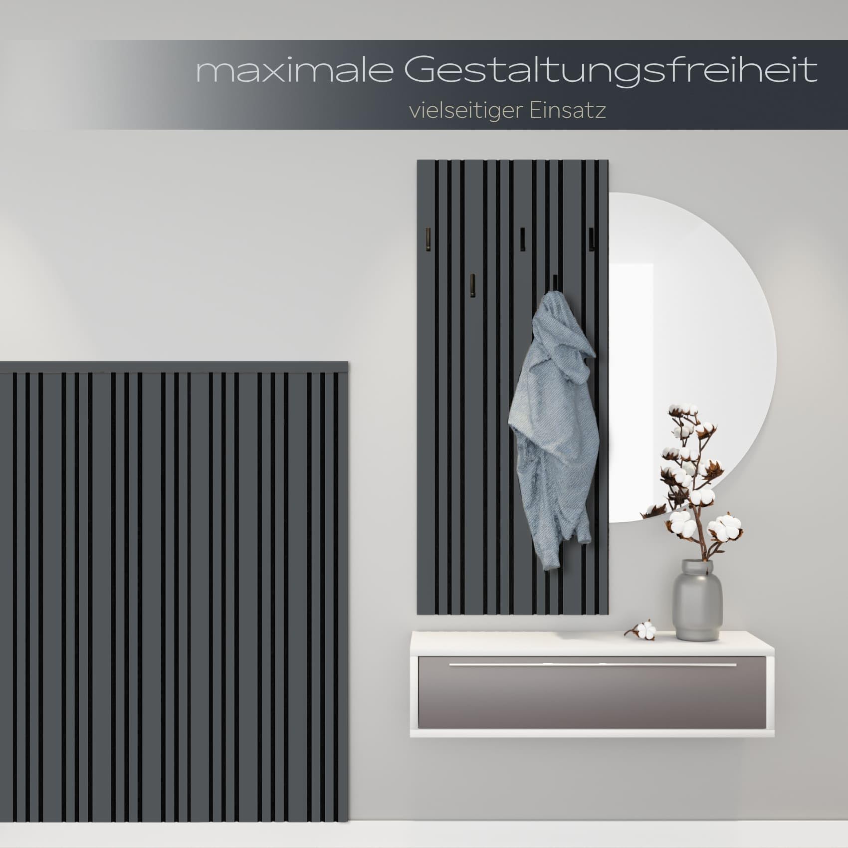 Hexim Akustikpaneele Mila 138,5x60 4er Black Lead 3,32 m²