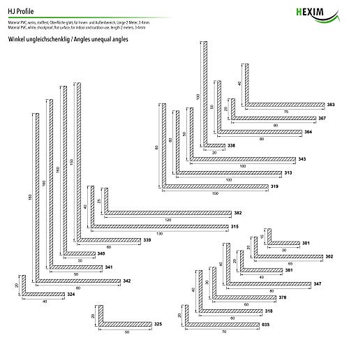 Hexim 367 Winkelprofil PVC 20x80 mm 2 m weiß