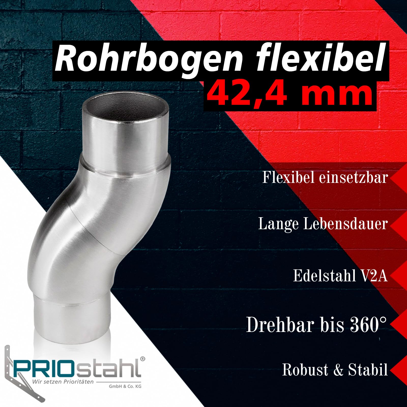 PRIOstahl Geländerbau Rohrbogen Ø 42,4 mm Edelstahl V2A 1 Stück