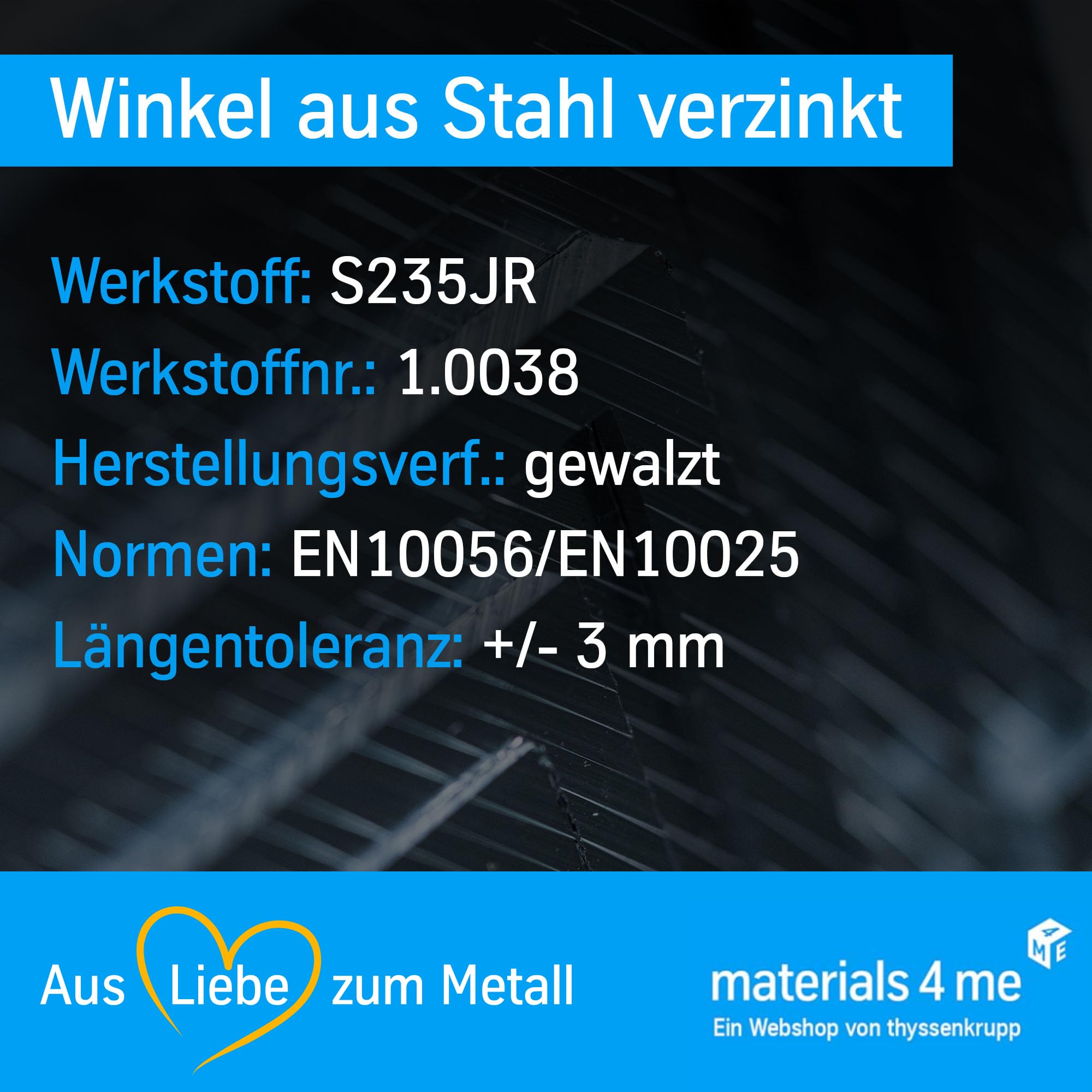 ThyssenKrupp Steel Winkelprofil 30x30x3mm 2000mm verzinkt