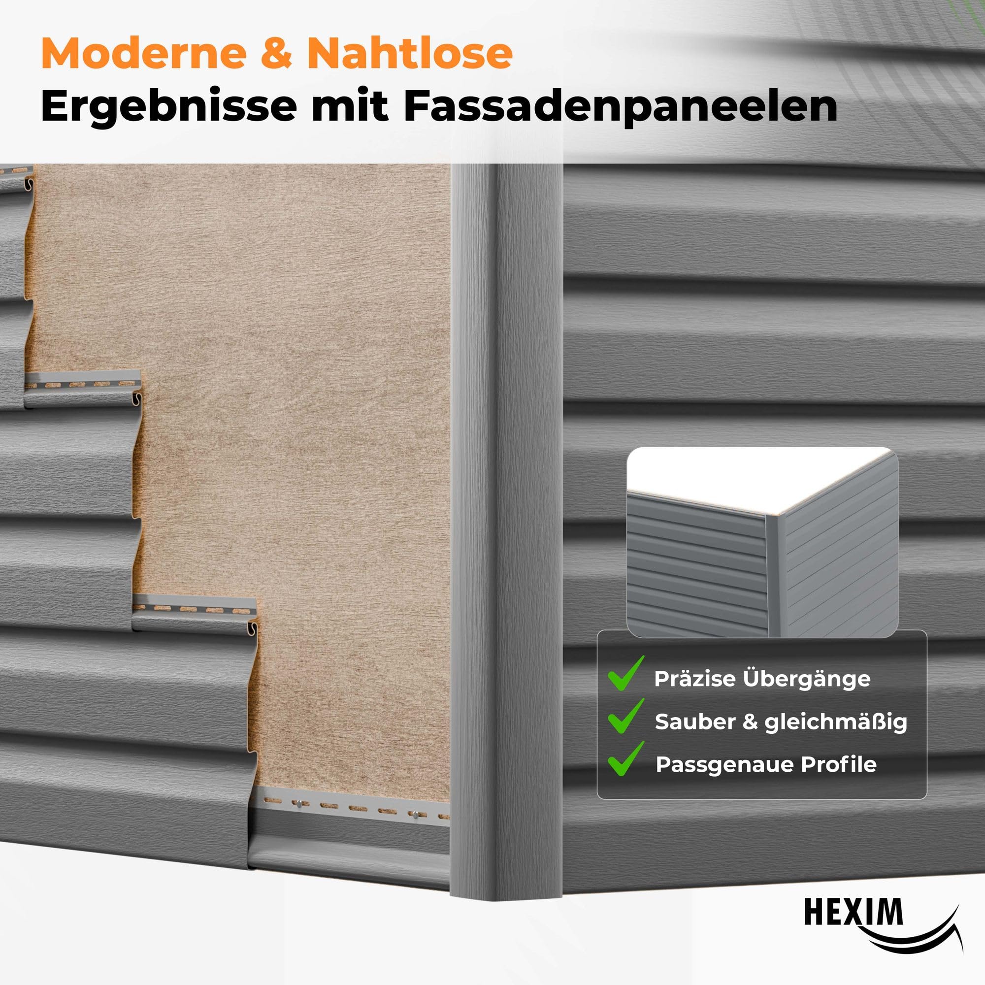 Hexim Siding Fassadenpaneel grau PVC-U 201 cm 1 Paneel 0,48 m²