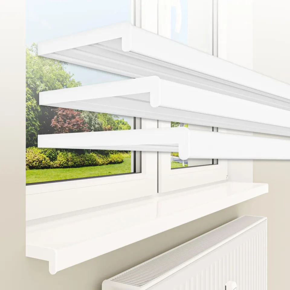 Hexim Fensterbank PVC 140x20 cm weiß glanz innen mit Endkappen