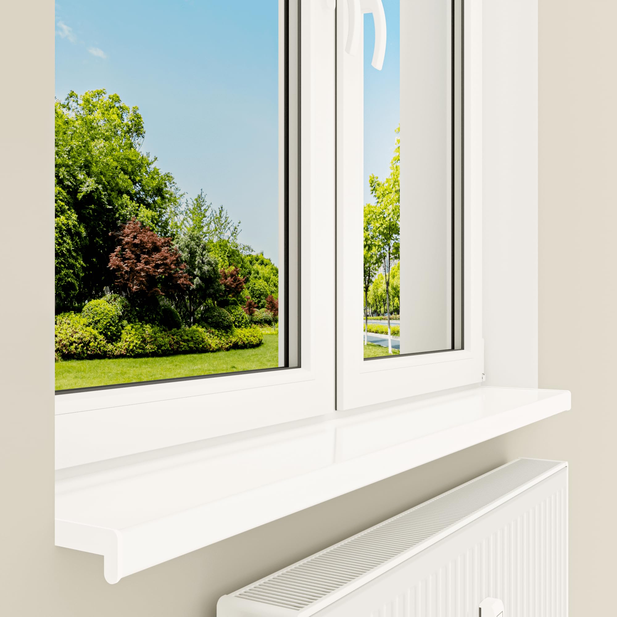 Hexim Fensterbank PVC 140x20 cm weiß glanz innen mit Endkappen