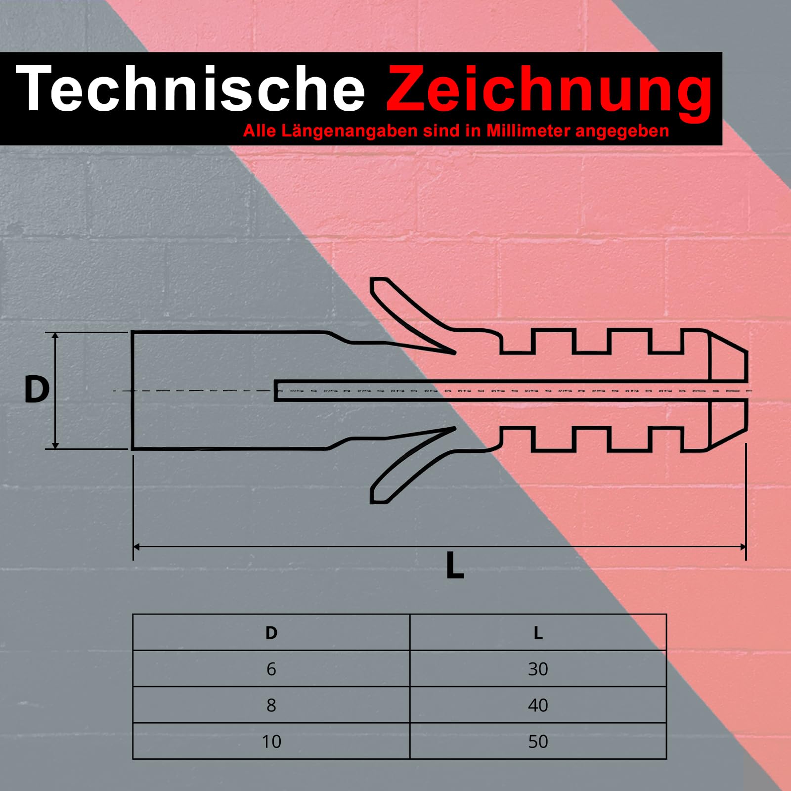 PRIOstahl Spreizdübel 10x50mm Allzweckdübel 20 Stück Grau