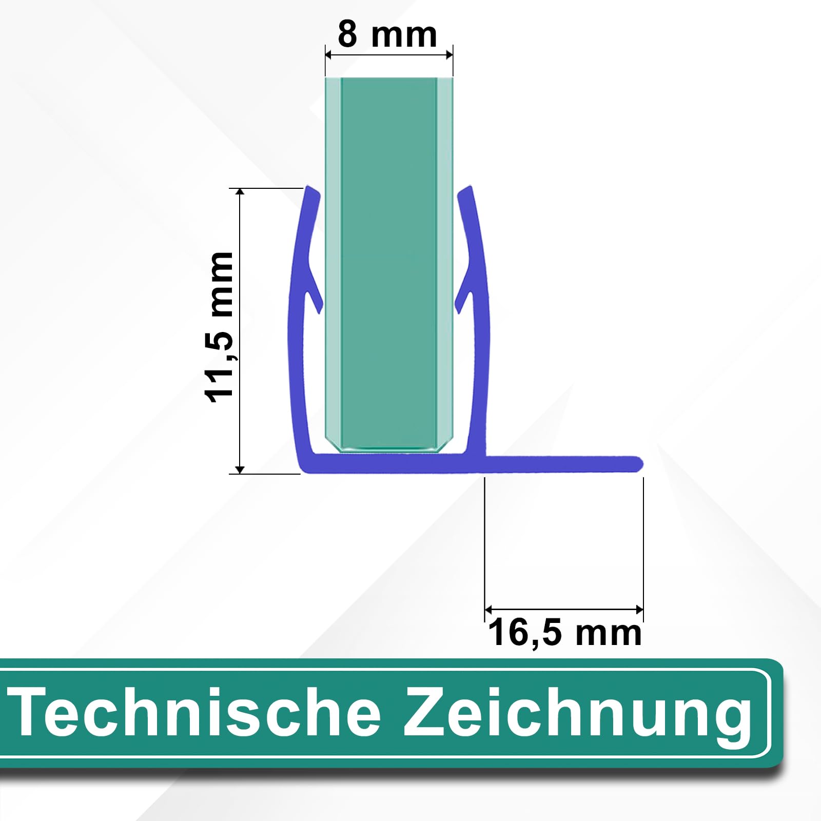 PRIOstahl Duschdichtung 8 mm Transparent 1 m Gummilippe 2 St