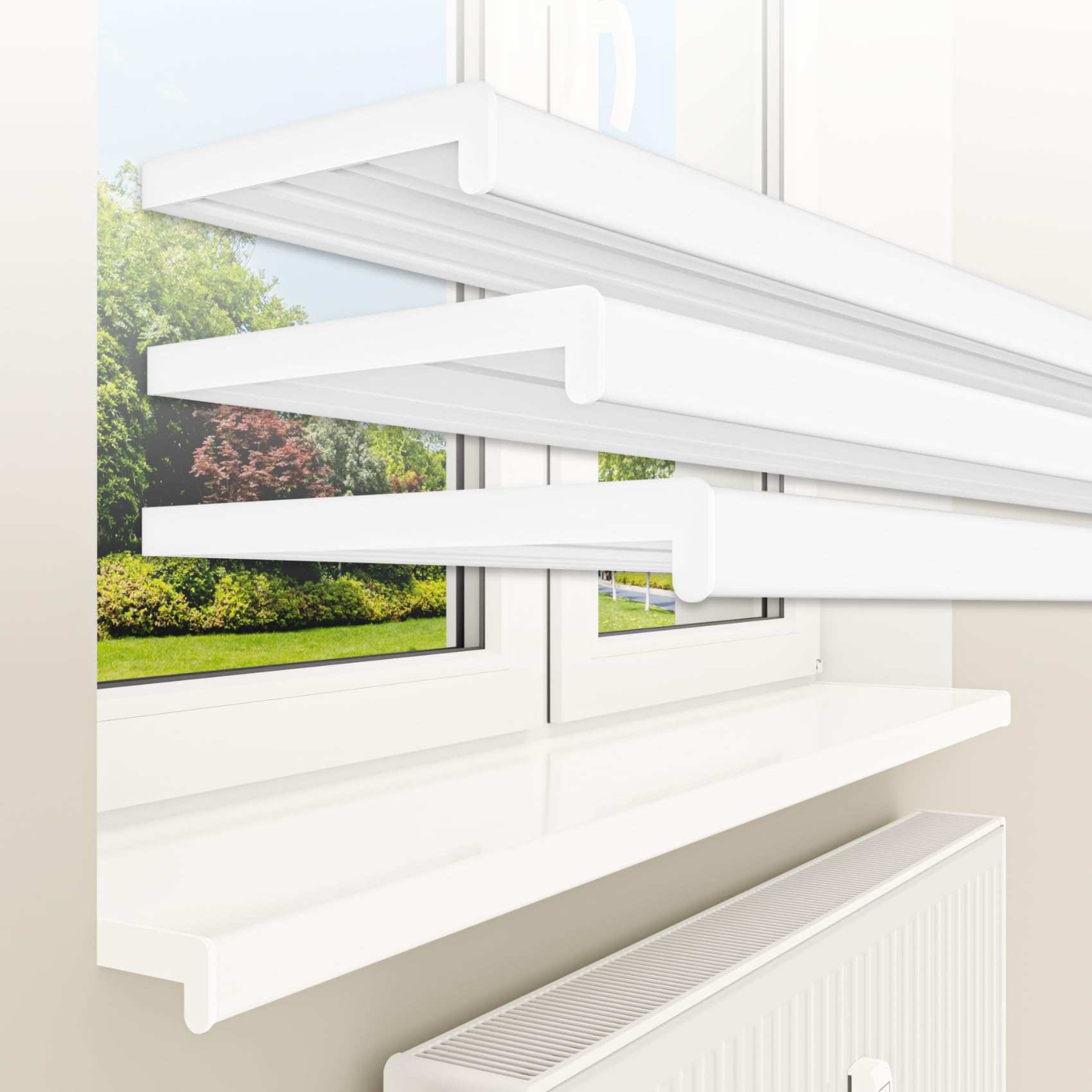 Hexim Fensterbank PVC 140x20 cm weiß glanz innen mit Endkappen