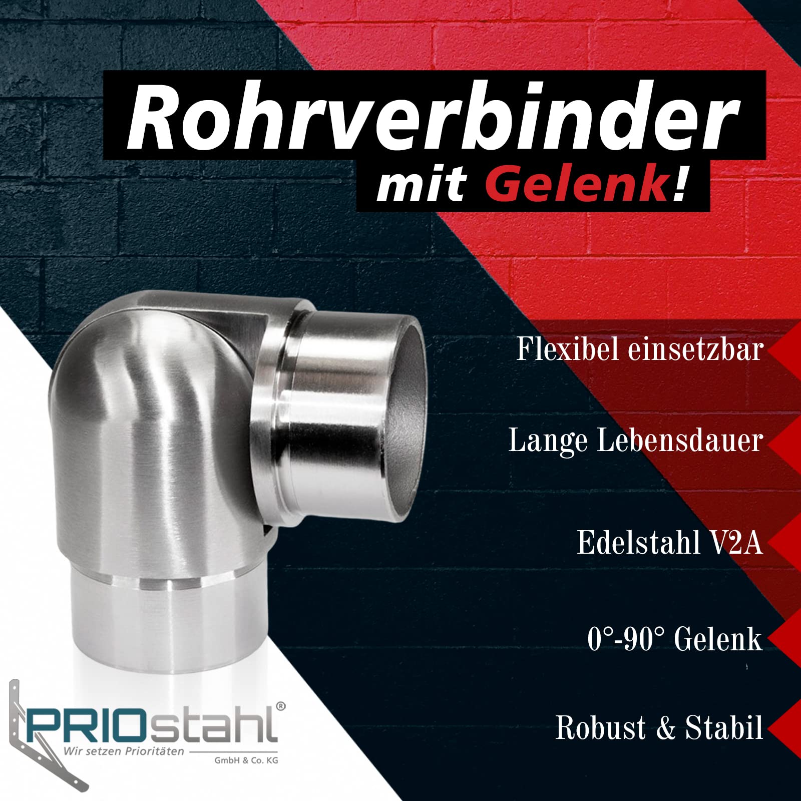 PRIOstahl Gelenkverbinder Rohrverbinder 42,4 mm Edelstahl
