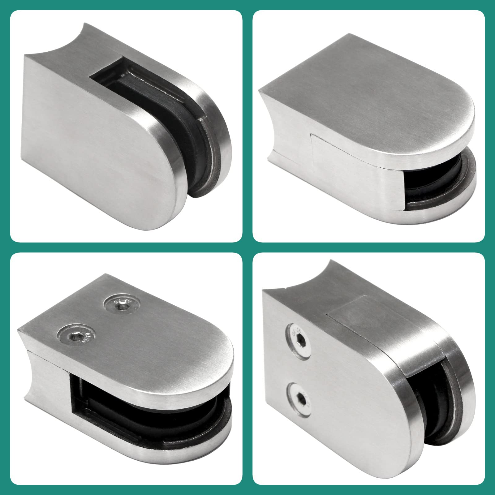 PRIOstahl Geländerbau Glashalter 42,4 mm 8,76 mm Edelstahl V2A 4 St
