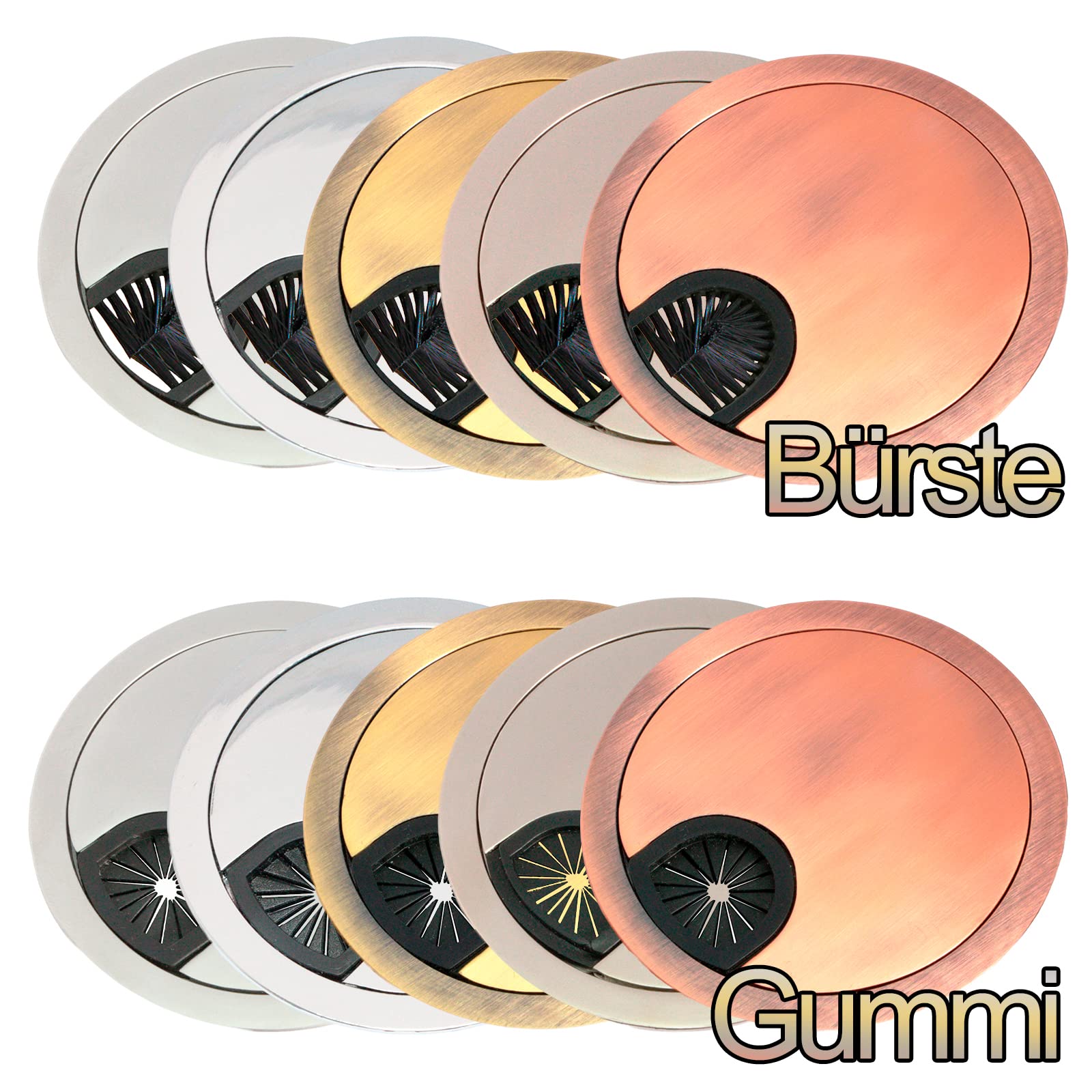 PRIOstahl Kabeldurchlass Ø90mm Bürste Edelstahl-Optik