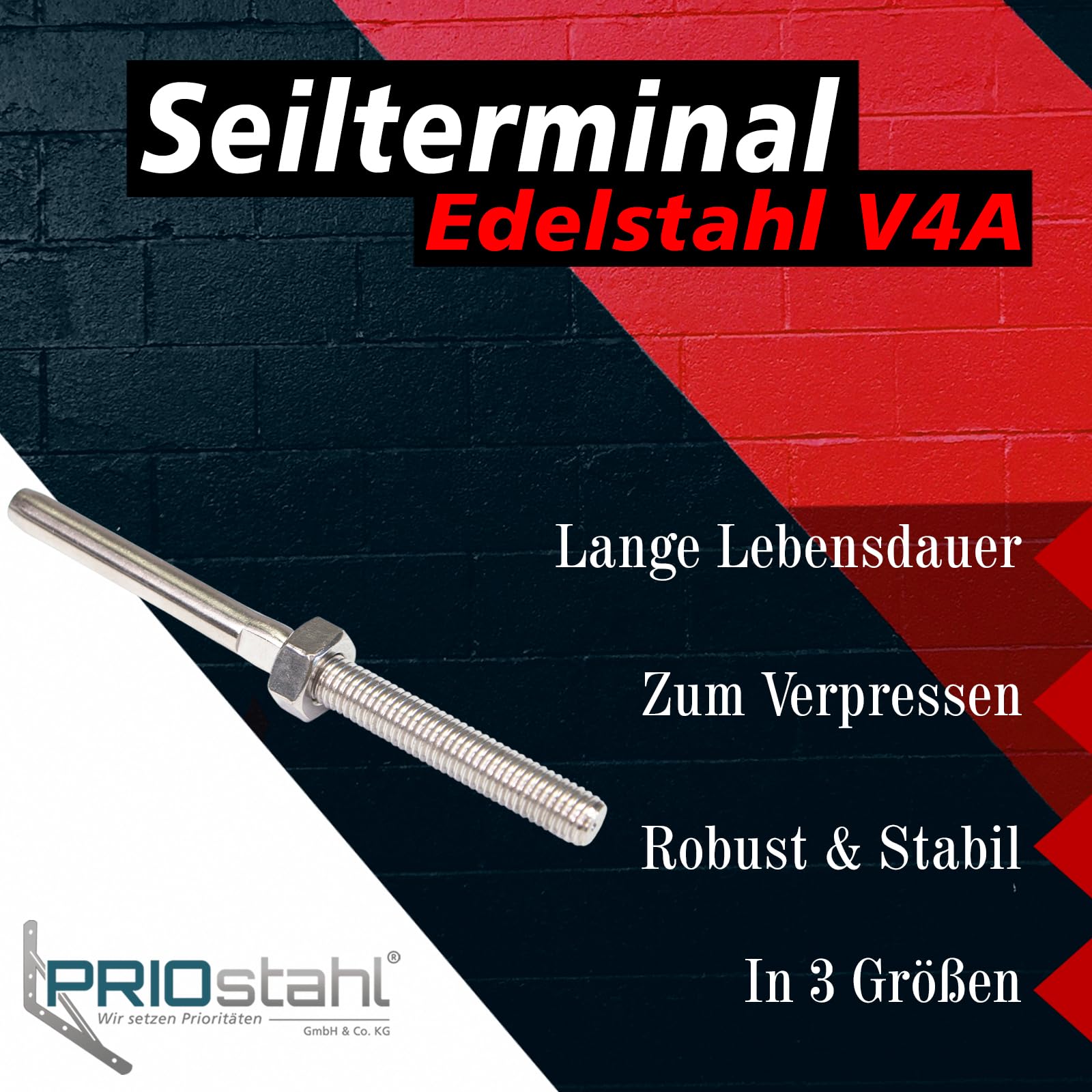 PRIOstahl Walzterminal Seilterminal 4 mm V4A 4 Stück