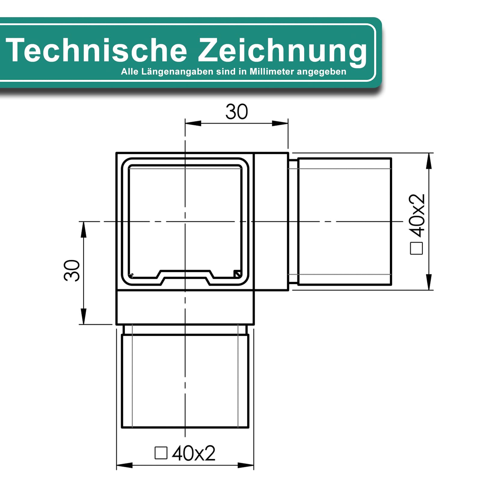 PRIOstahl Geländerbau Eckverbinder 40x40x2mm V2A 1 Stück