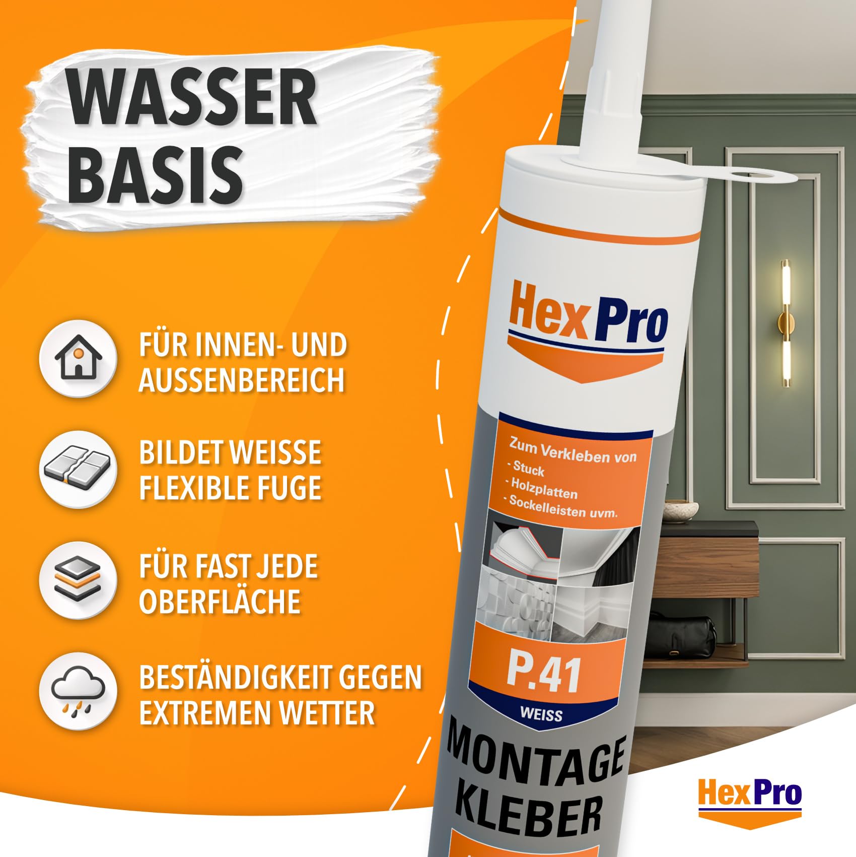 Hexim P41 Montagekleber weiß 310 ml 1 Stück wasserfest