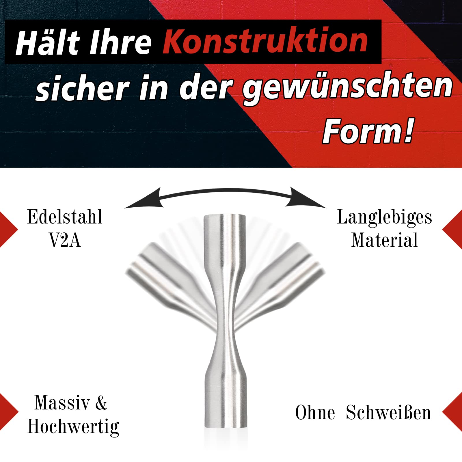 PRIOstahl Stabverbinder Flexibel 12mm 4 Stück Edelstahl V2A