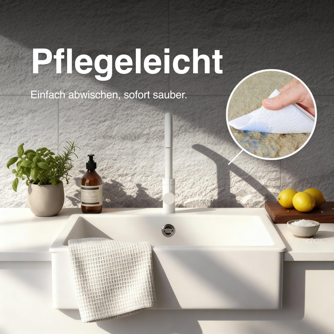 HEXIM Wandpaneele Steinoptik Weiß 3D Paneele A002-01 4 Stück