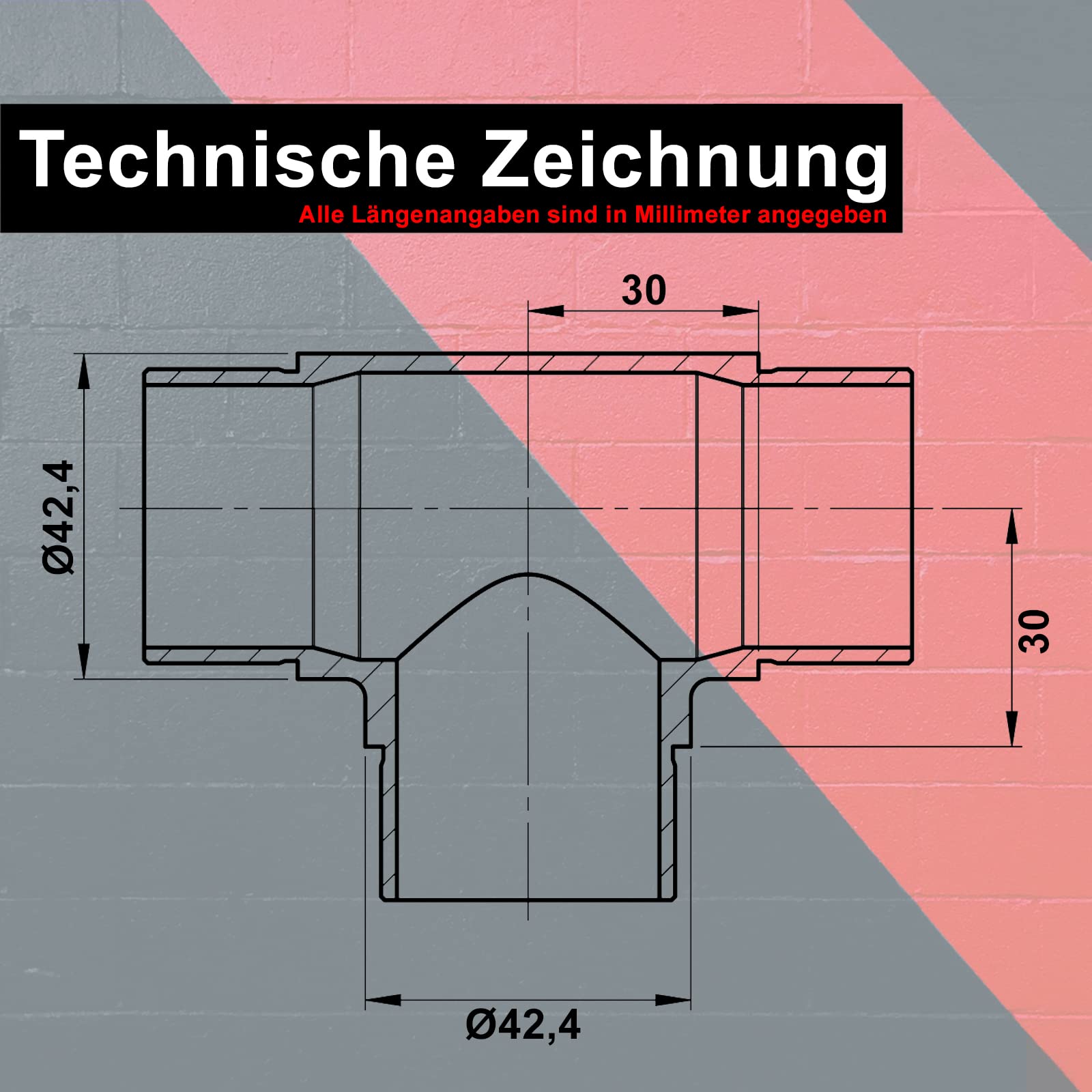 PRIOstahl T-Verbinder Ø42,4 mm Edelstahl V2A 2 Stück Handlauf