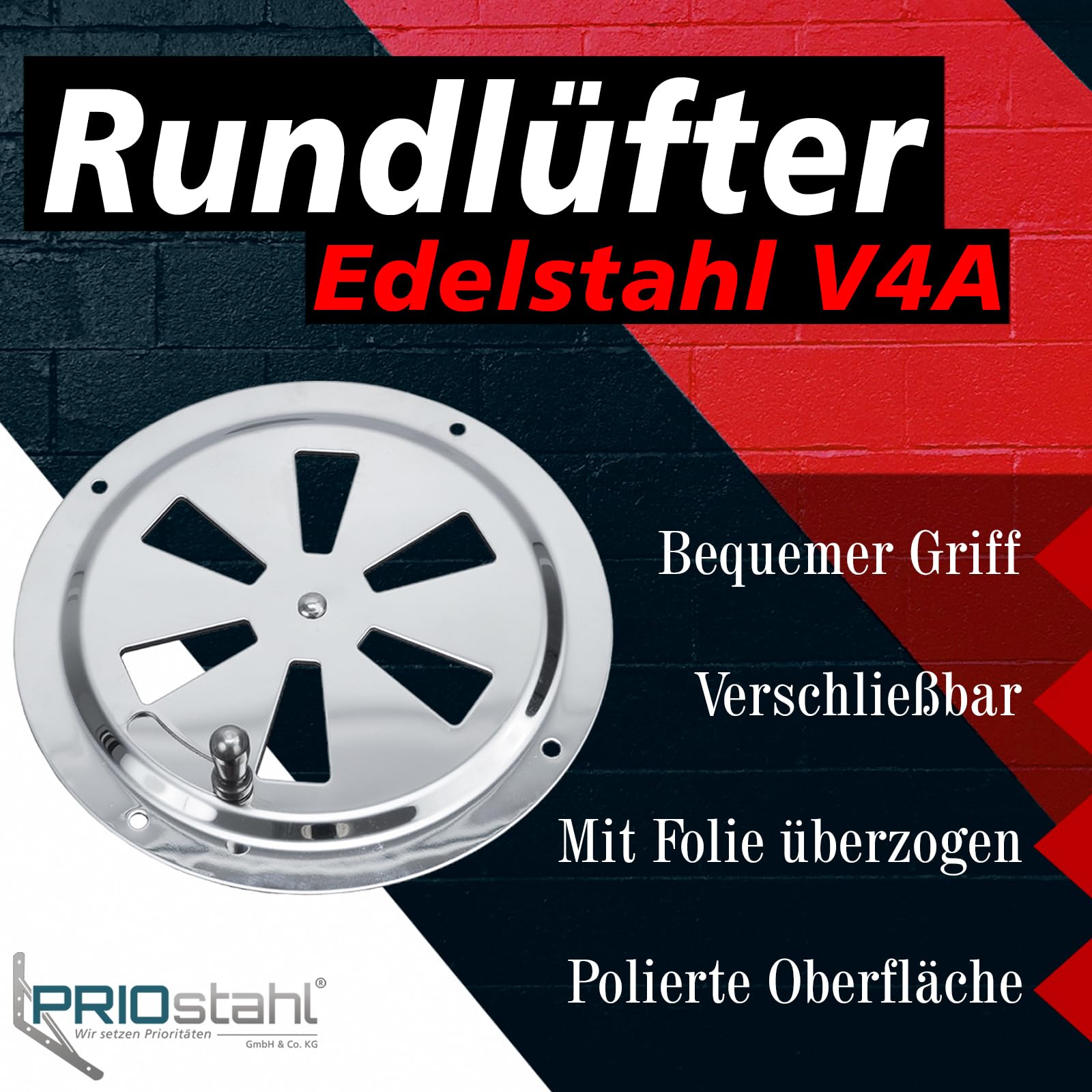 PRIOstahl Geländerbau Lüftungsrosette Ø 125 mm Edelstahl V4A
