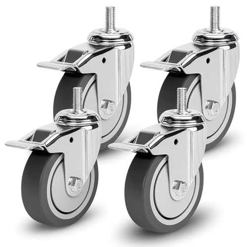 PRIOstahl Transportrollen 100mm Lenkrollen mit Bremse 4er Set