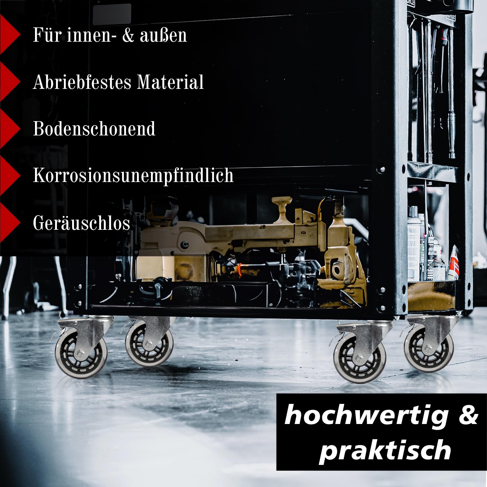 PRIOstahl Transportrollen 100mm Set 4 transparent mit Bremse