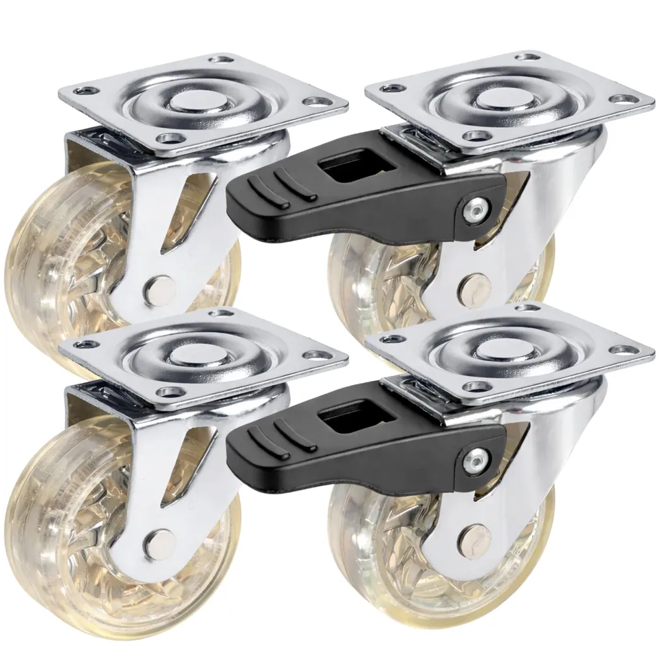 PRIOstahl Transportrollen Transparent 50mm 4er Set Bremse