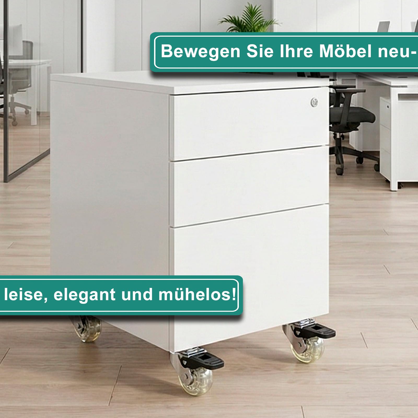 PRIOstahl Transportrollen Transparent 50mm 4er Set Bremse