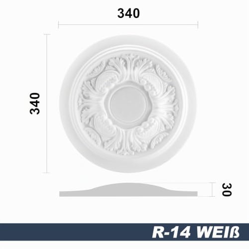 Hexim R-14 Stuckrosette Deckenrosette weiß Ø 34 cm EPS