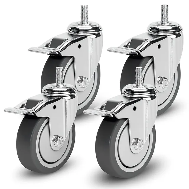 PRIOstahl Transportrollen 100mm Lenkrollen mit Bremse 4er Set
