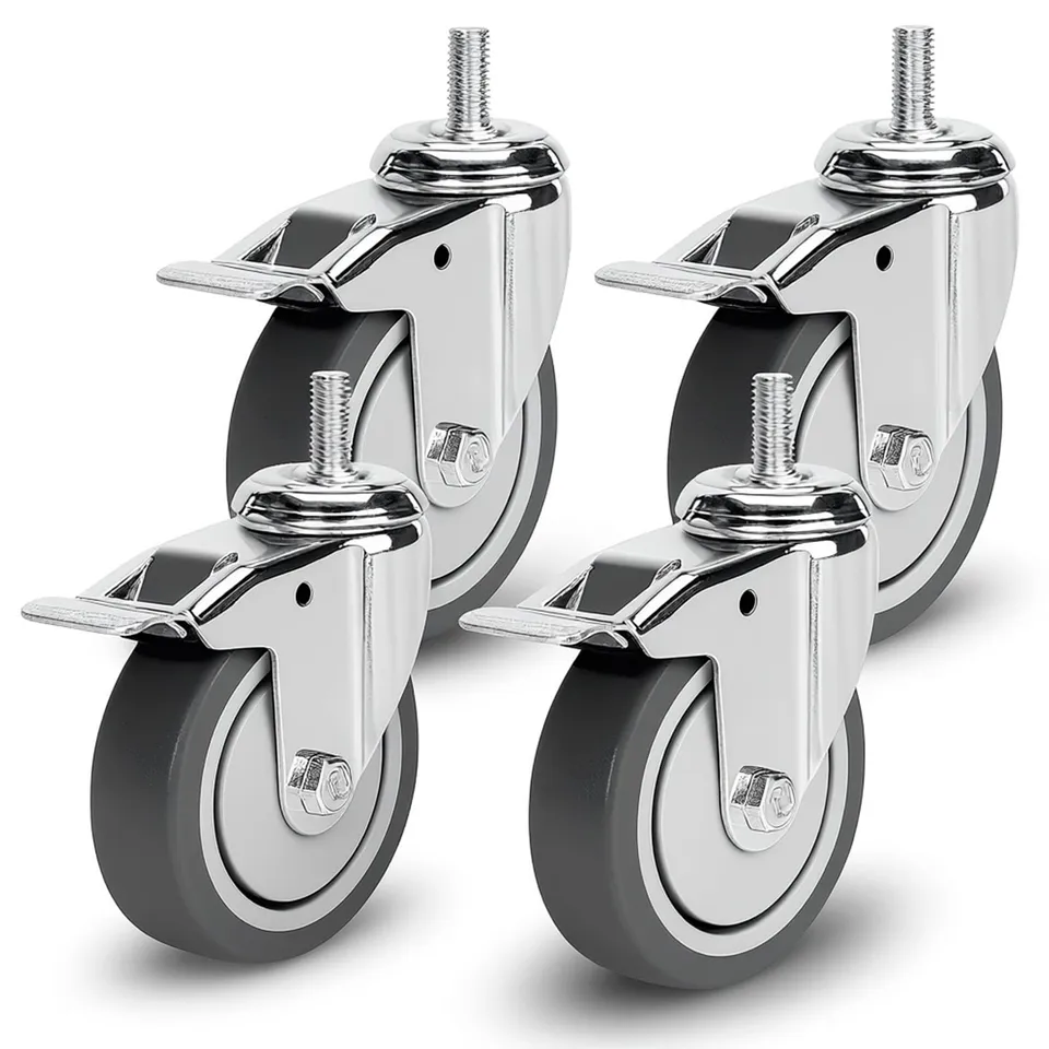 PRIOstahl Transportrollen 100mm Lenkrollen mit Bremse 4er Set