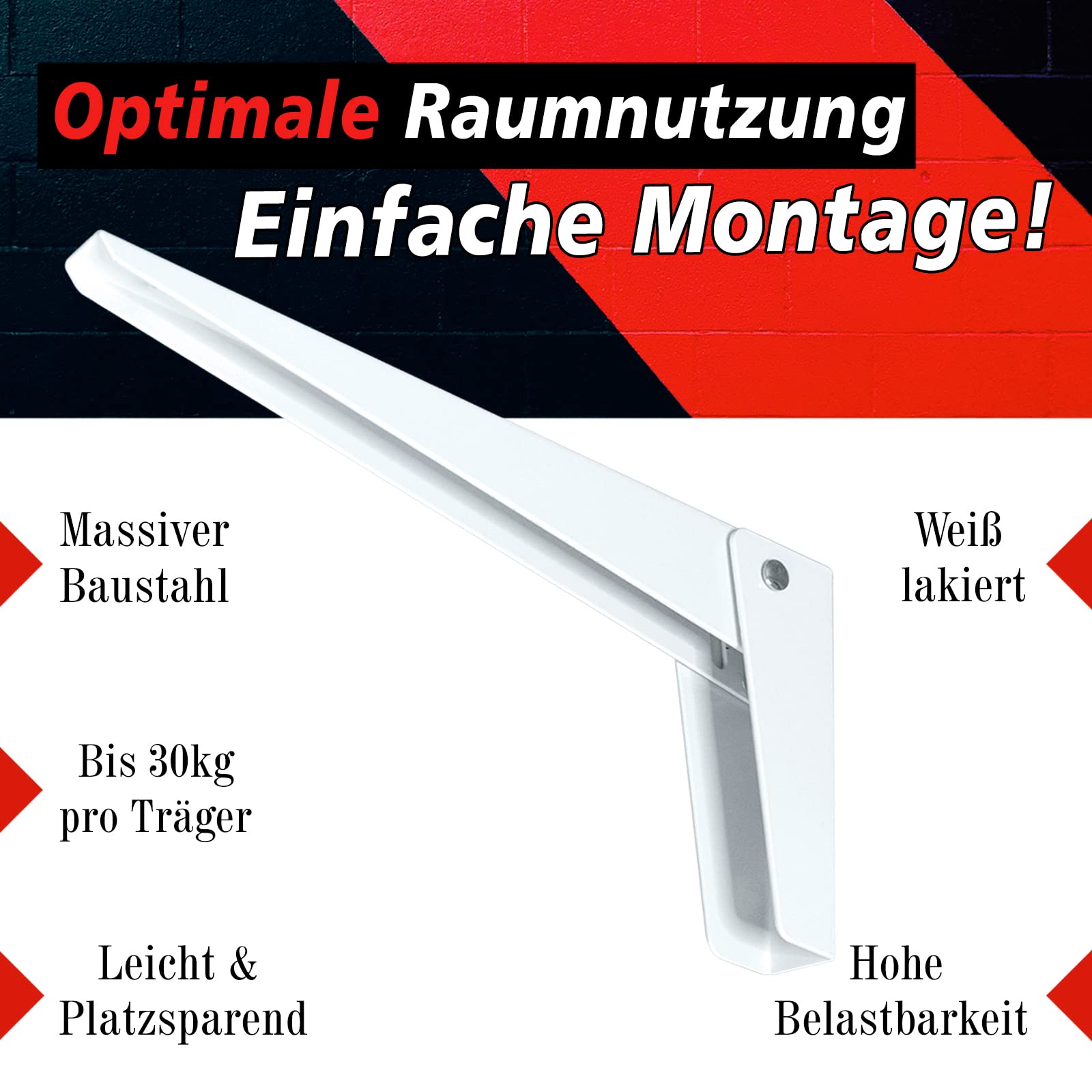 PRIOstahl Klappkonsole 280x135mm Regalträger weiß 2 Stück