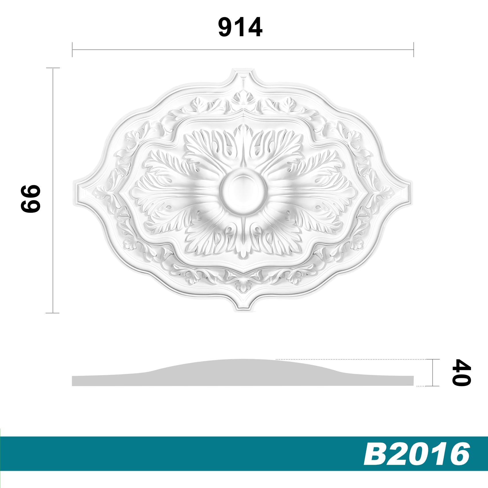 Hexim B2016 Deckenrosette Stuck 914x660mm Weiß PU