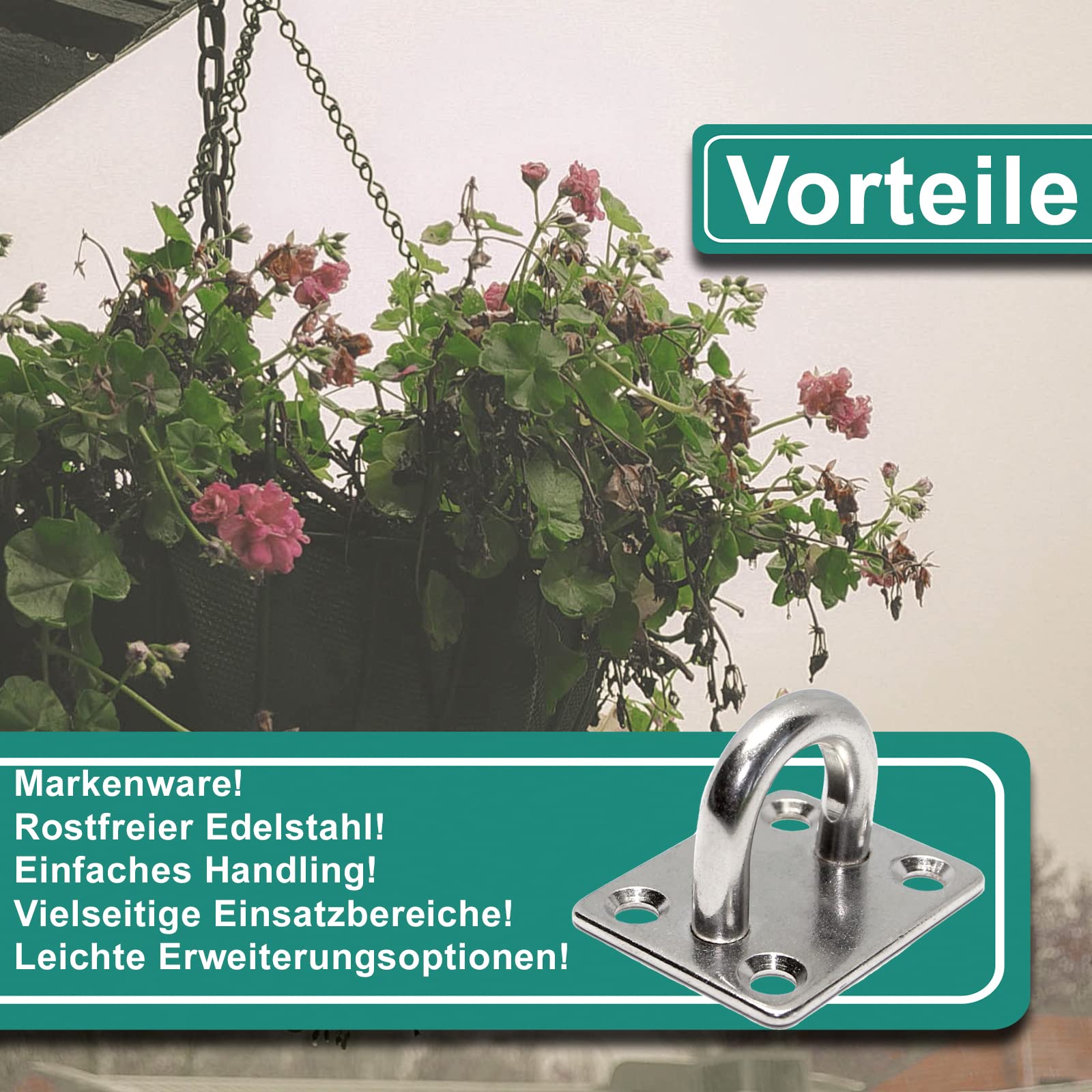 PRIOstahl Befestigungsmaterial Augplatte 40x50mm 4 Stück V2A