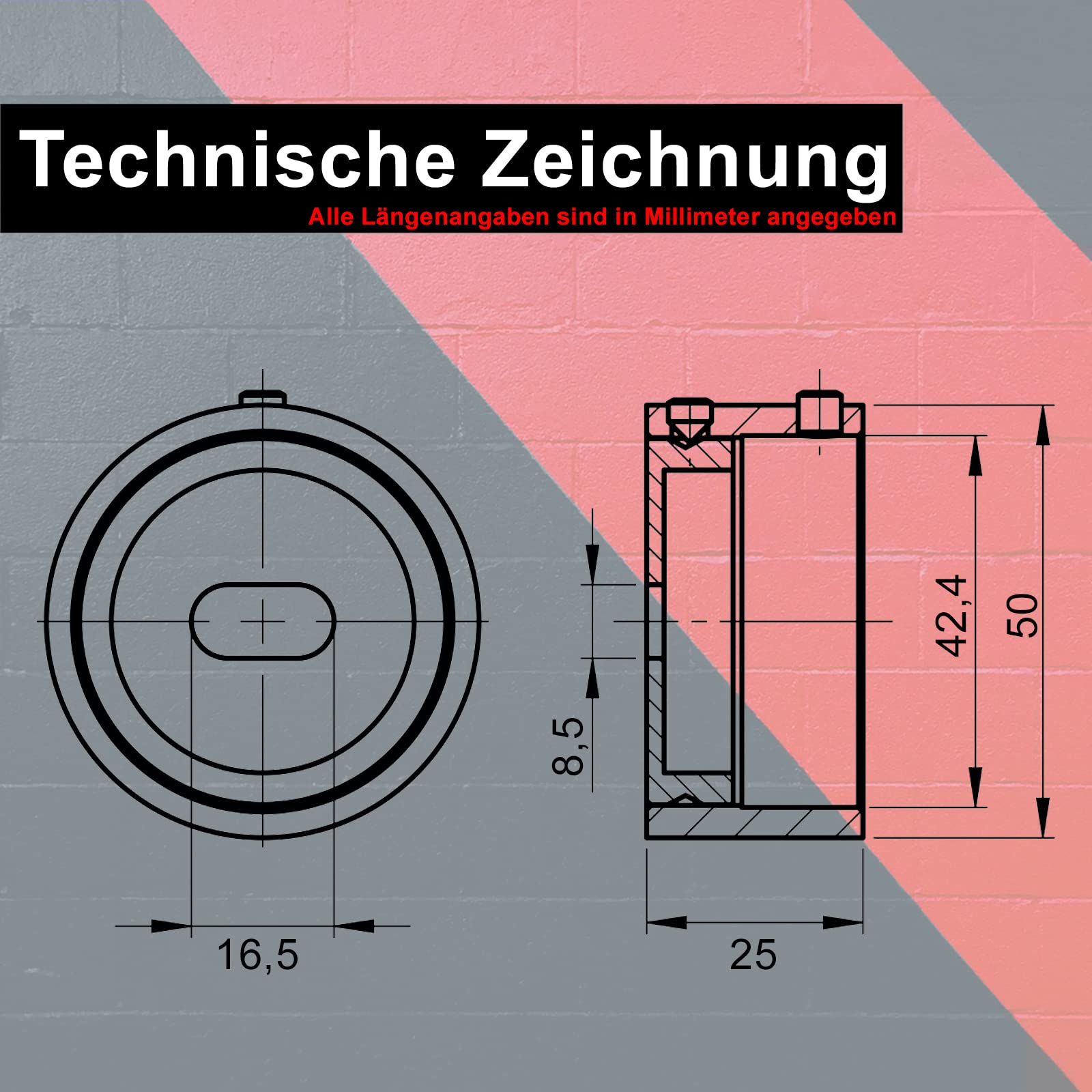 PRIOstahl Wandflansch 42,4 mm Edelstahl V2A 4 St. Handlaufhalter