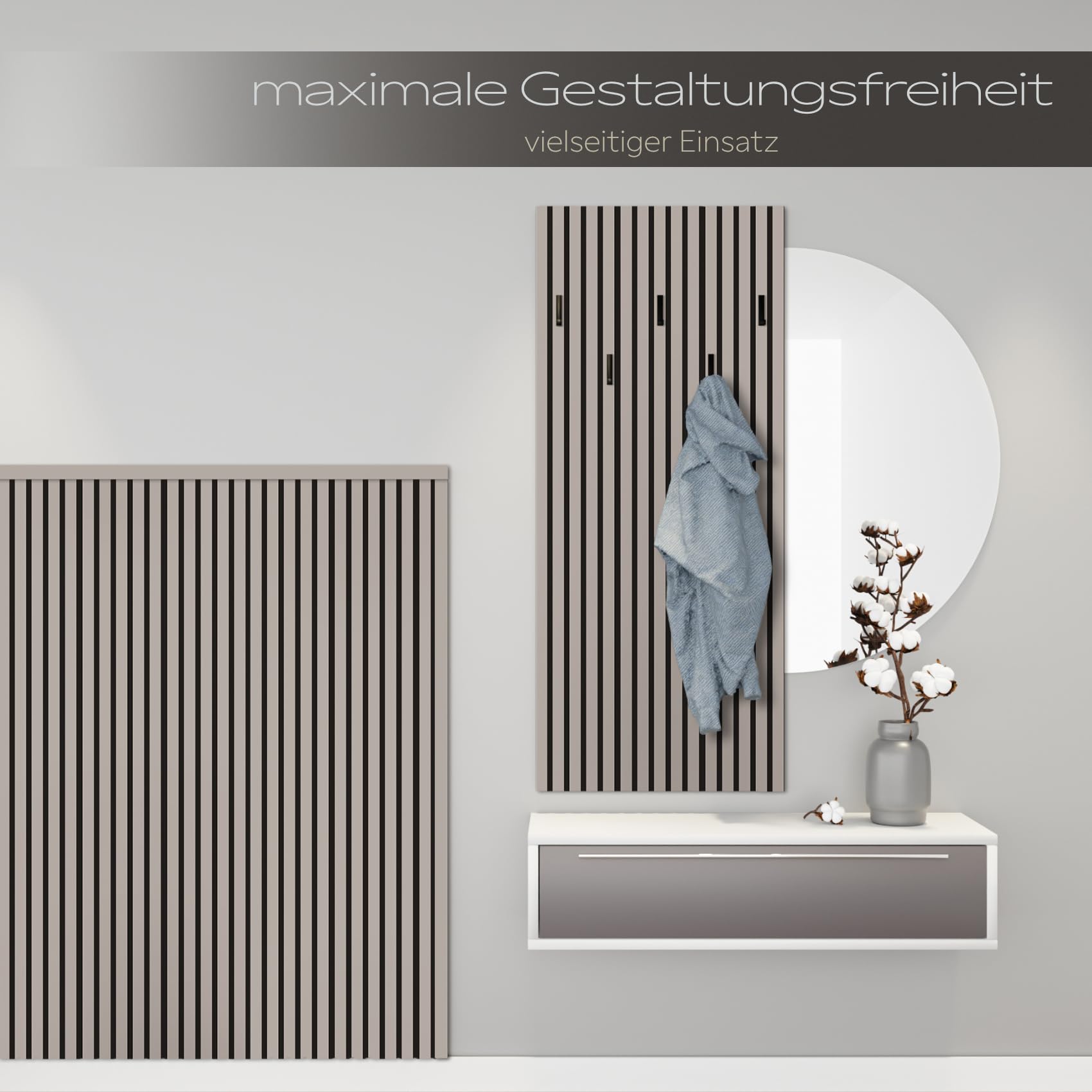 Hexim Akustikpaneele Comfort 278x60 Wandpaneele Sandgrey 2er
