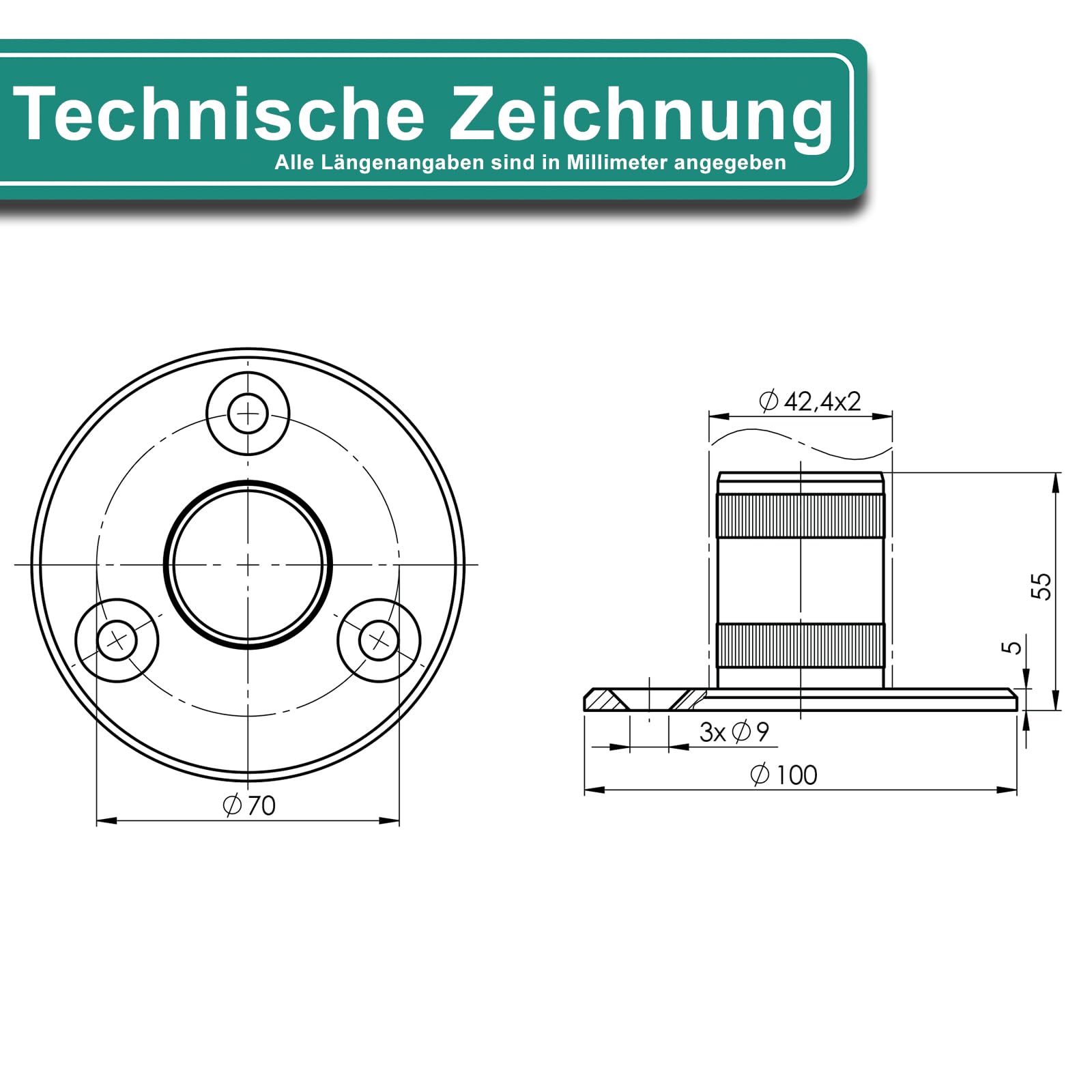 PRIOstahl Eckglashalter 90° V4A 10,76mm Edelstahl Glasklemme