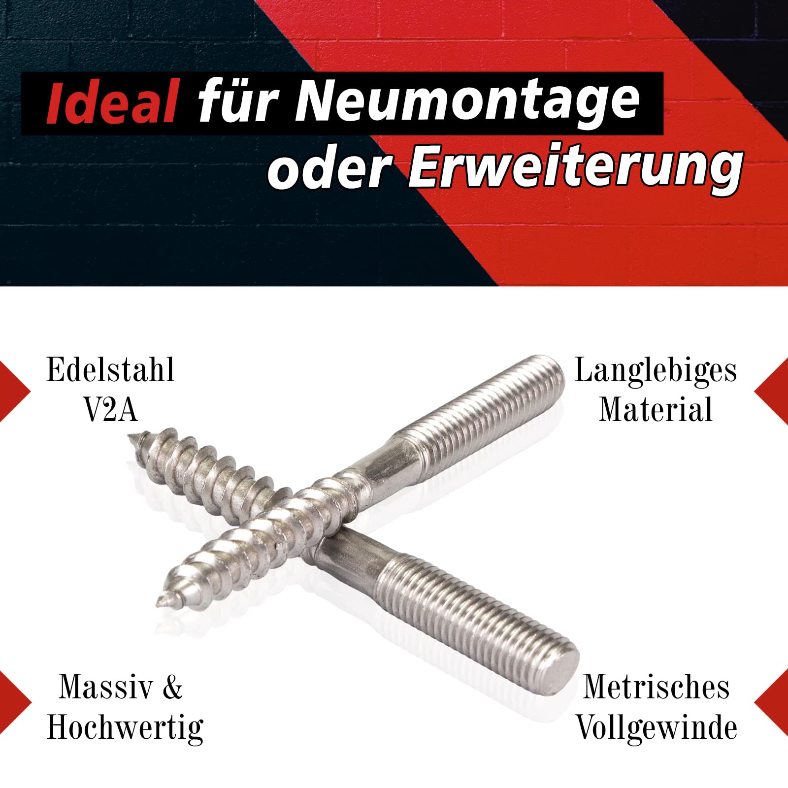 PRIOstahl Stockschrauben M8x60mm Edelstahl V2A 10 Stück