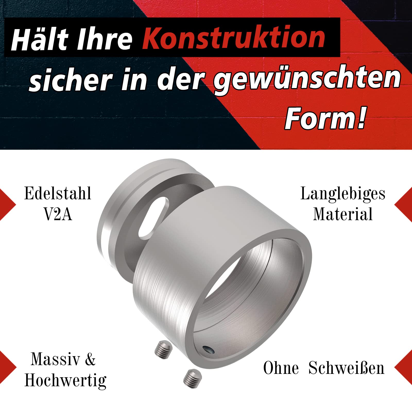 PRIOstahl Wandflansch 42,4 mm Edelstahl V2A 4 St. Handlaufhalter