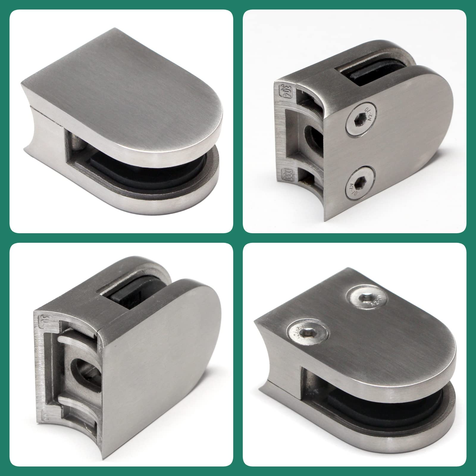 PRIOstahl Glashalter 42,4 mm 1,5 mm Edelstahl V2A 4 Stück