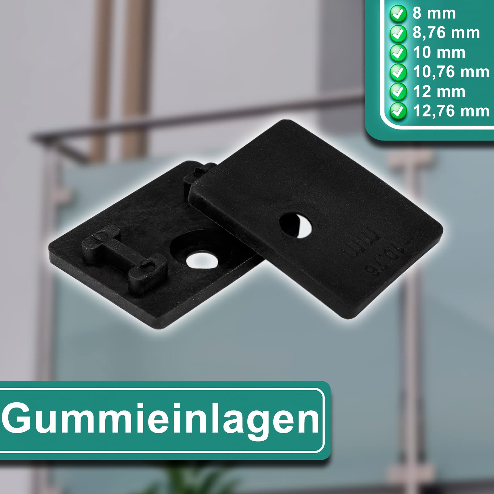 PRIOstahl Glashalter 45x45x28 Glasklemmen 12 mm 4 Stück V2A