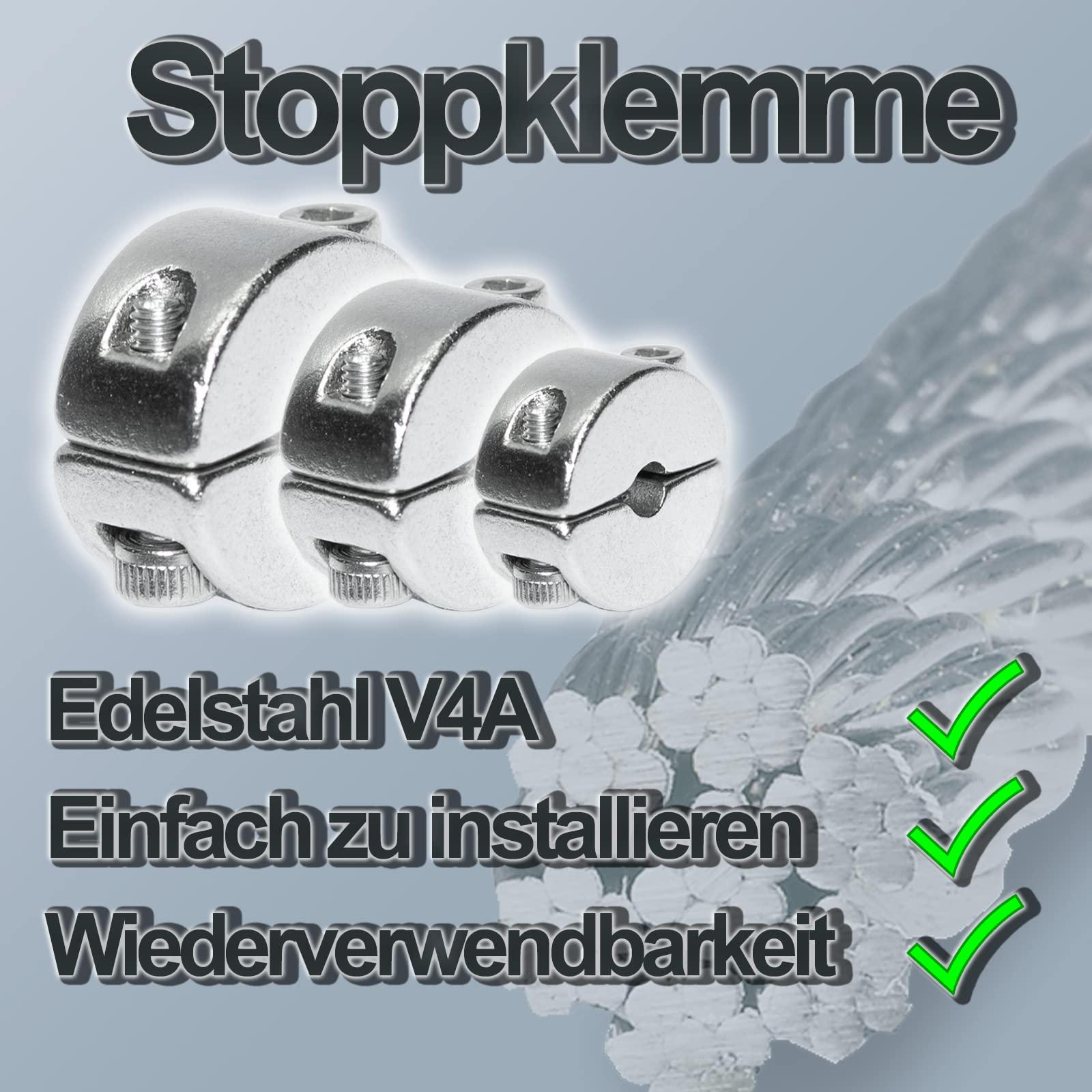 PRIOstahl Stoppklemme 2mm Seilklemme V4A 4 Stück teilbar