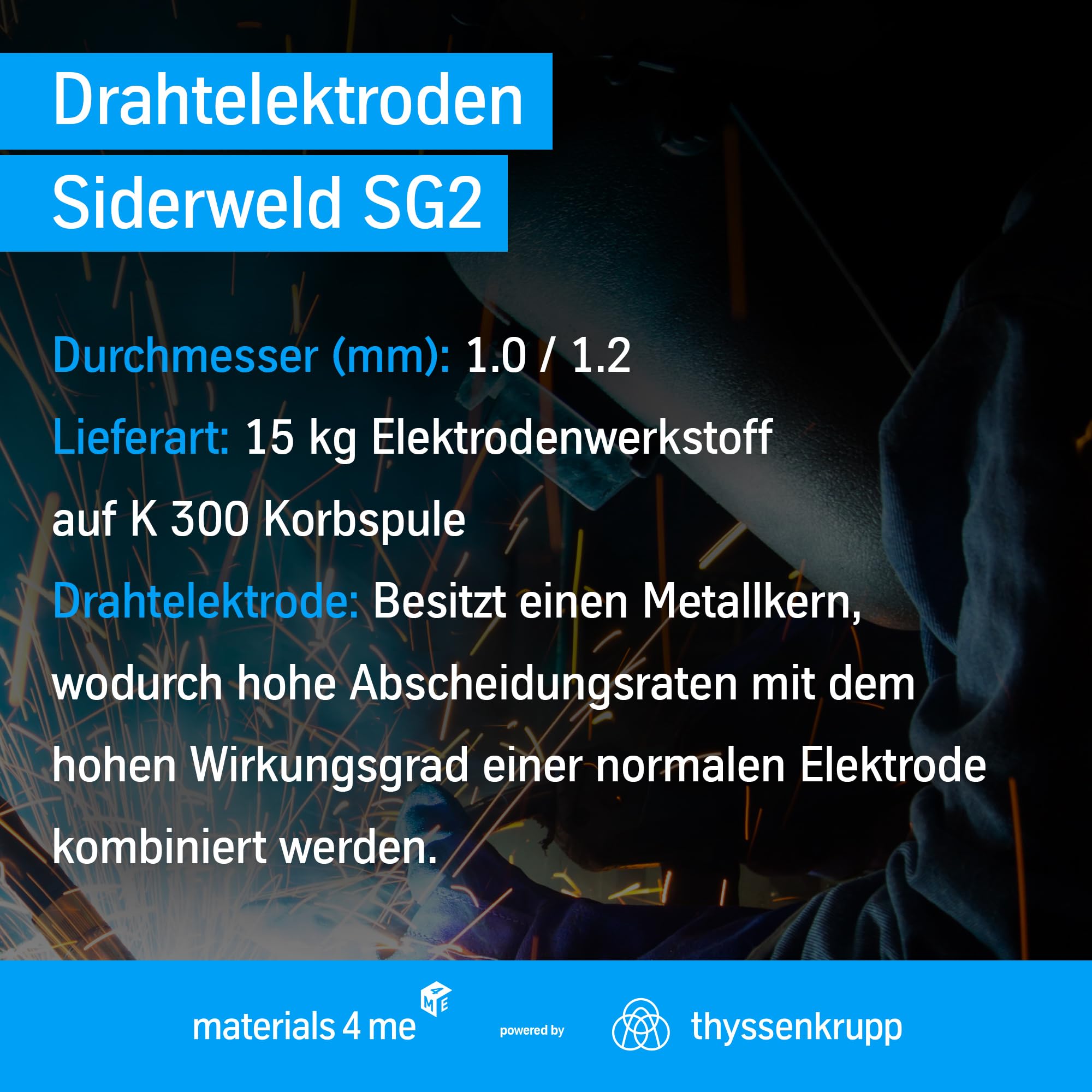 ThyssenKrupp Welding SG2 Drahtelektrode 1,2mm 15kg Spule