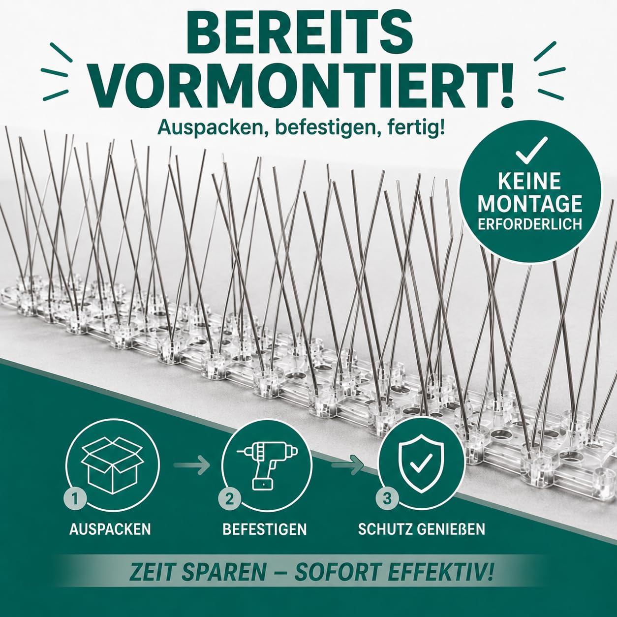 PRIOstahl Taubenspikes 5m 2-reihig Edelstahl V2A vormontiert