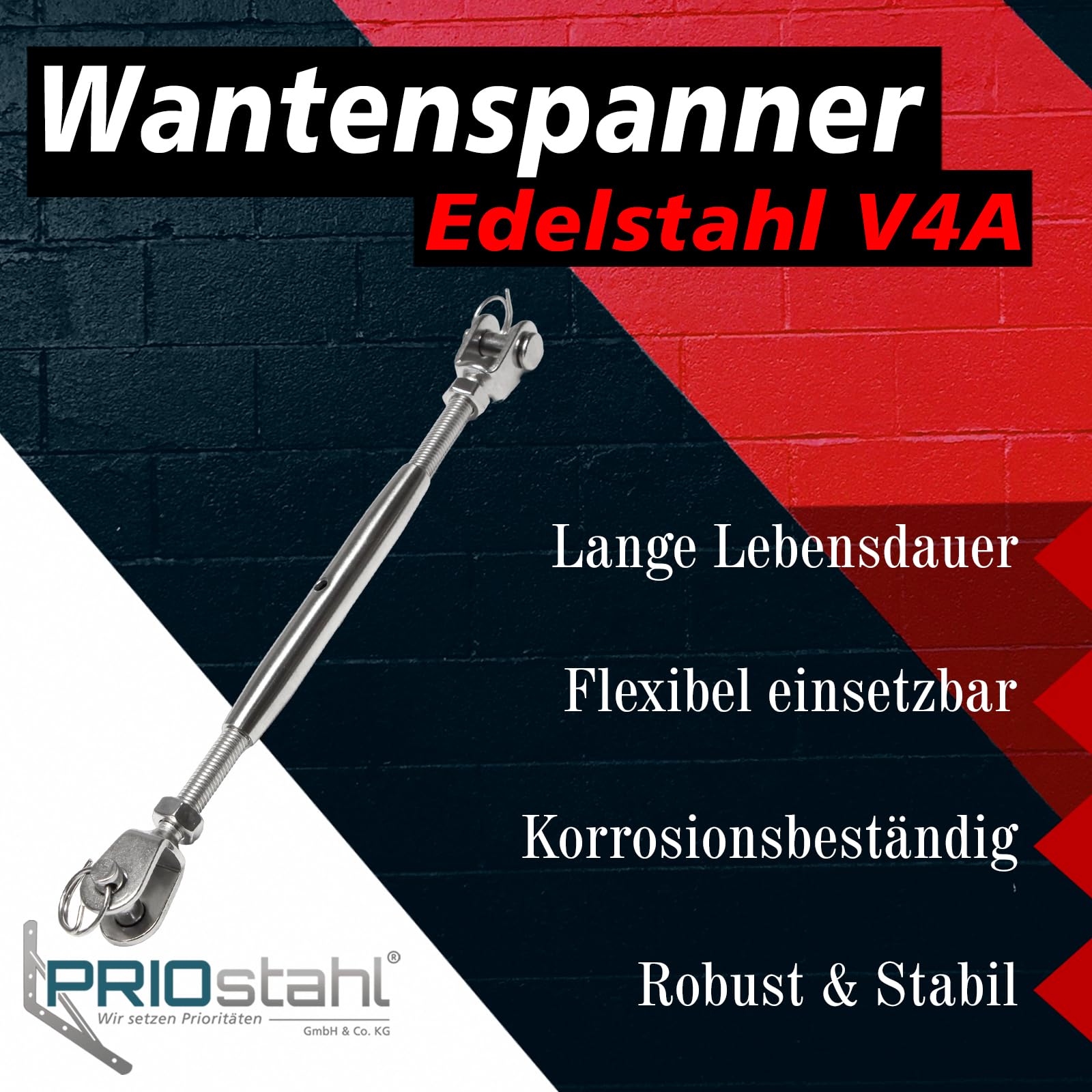 PRIOstahl Geländerbau Wantenspanner M8 Gabel Edelstahl V4A