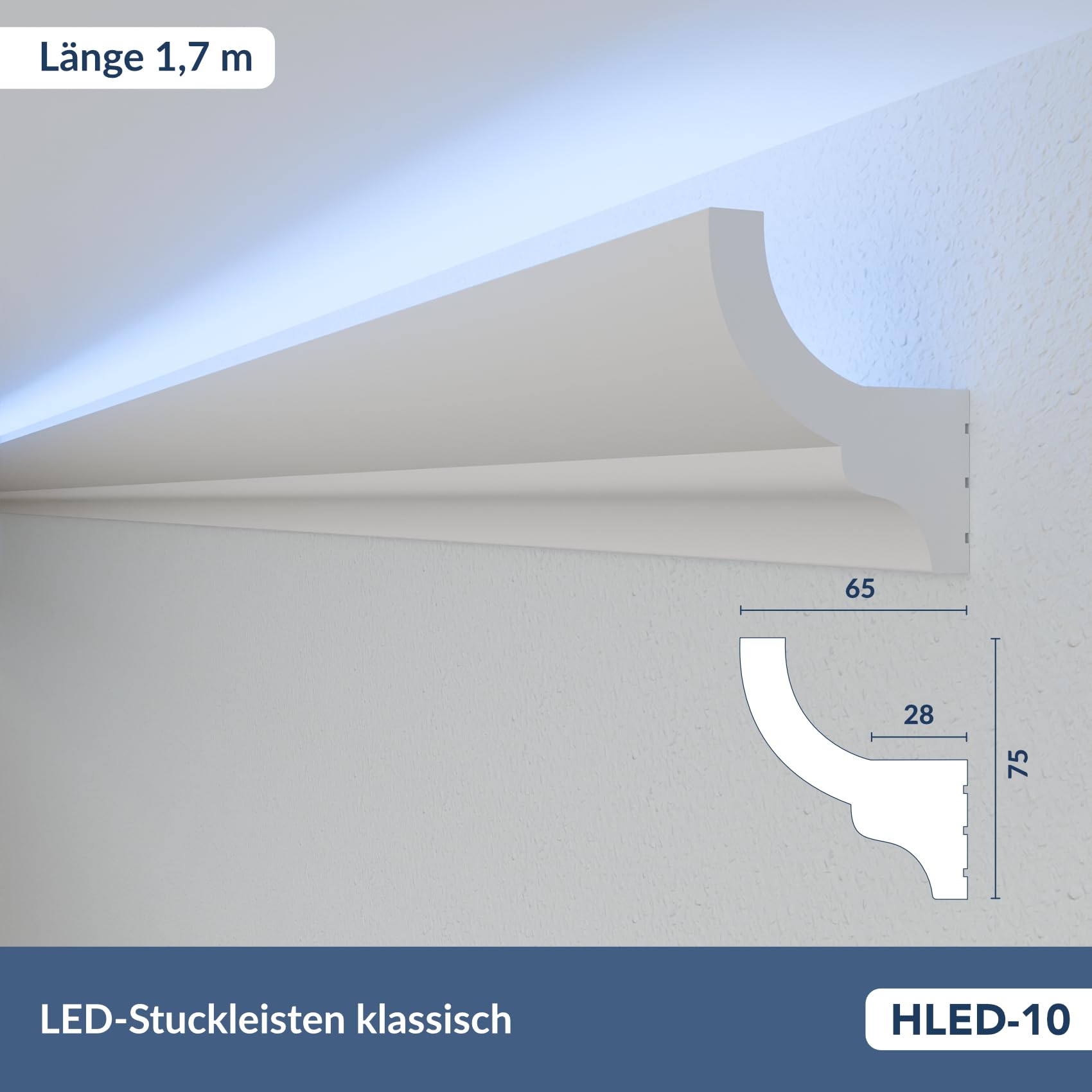 Heximo HLED 10 LED Stuckleiste Weiß 65x75mm 10,2 Meter