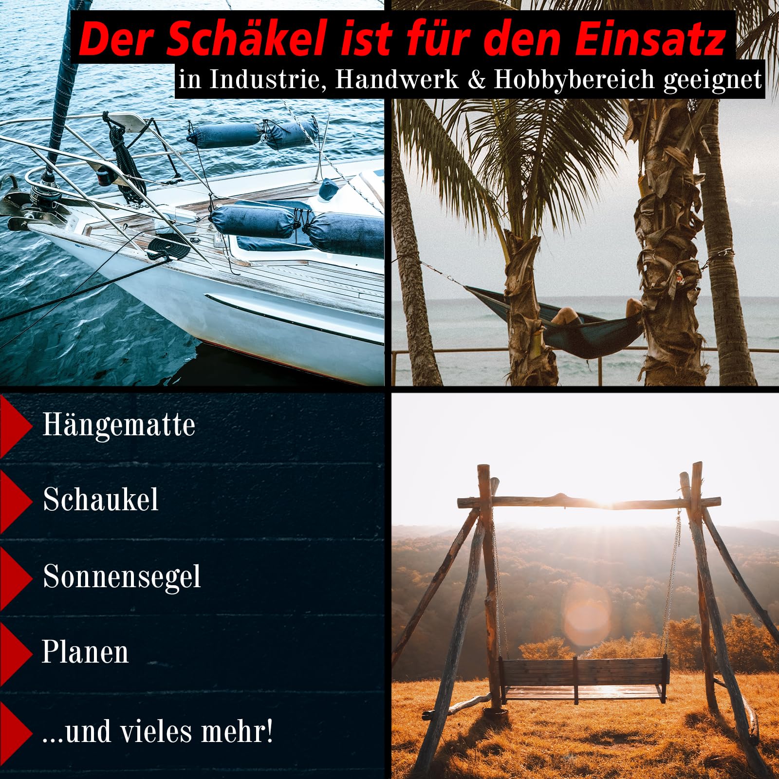 PRIOstahl Geländerbau Schäkel Lang M8 Schäkel 60mm V4A