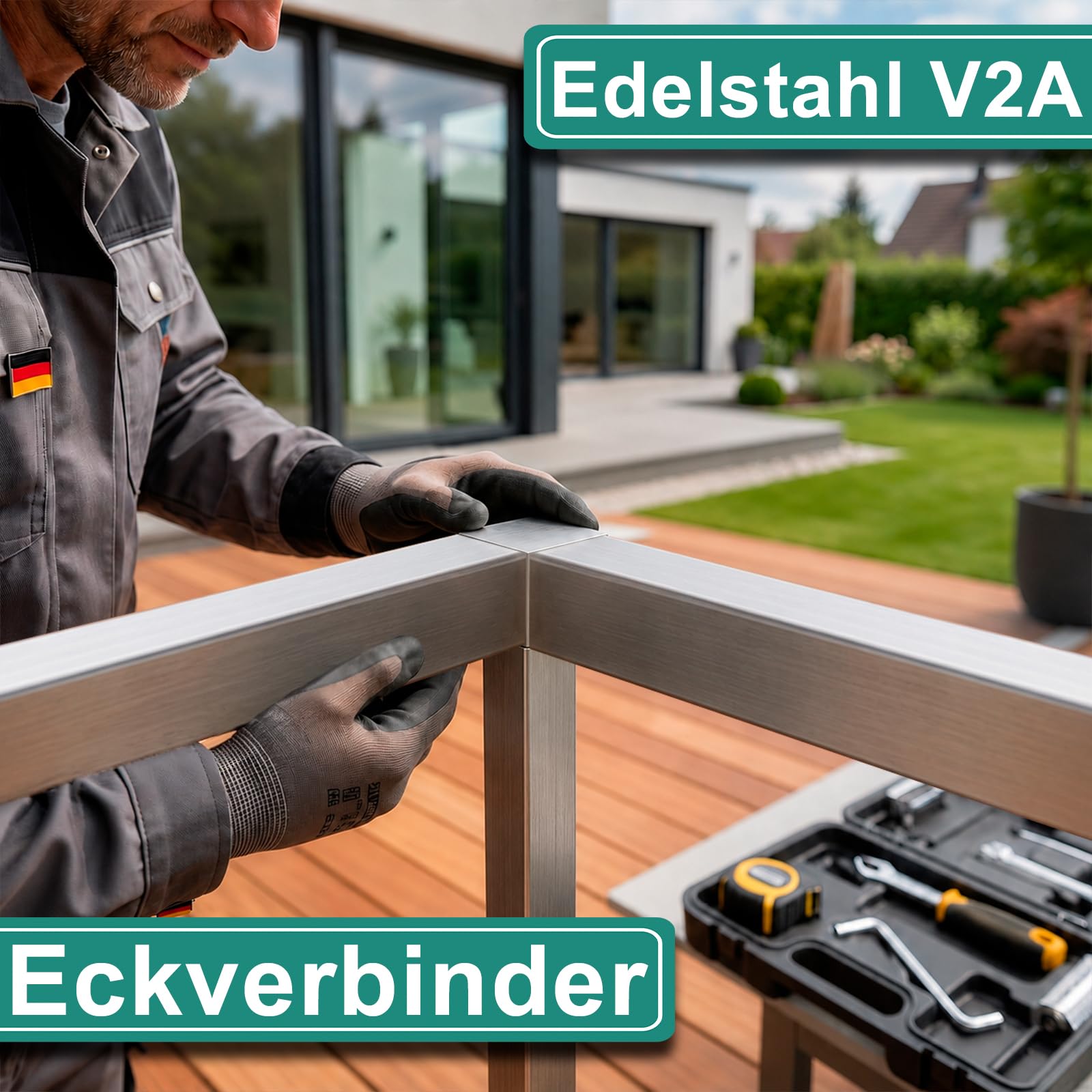 PRIOstahl Geländerbau Eckverbinder 40x40x2mm V2A 1 Stück