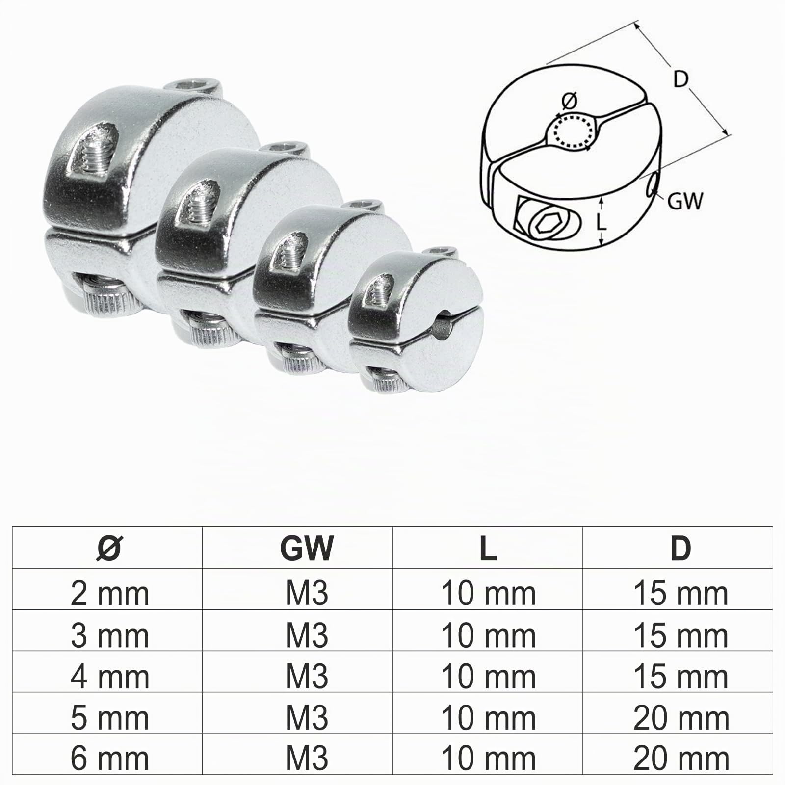 PRIOstahl Stoppklemme 2mm Seilklemme V4A 4 Stück teilbar
