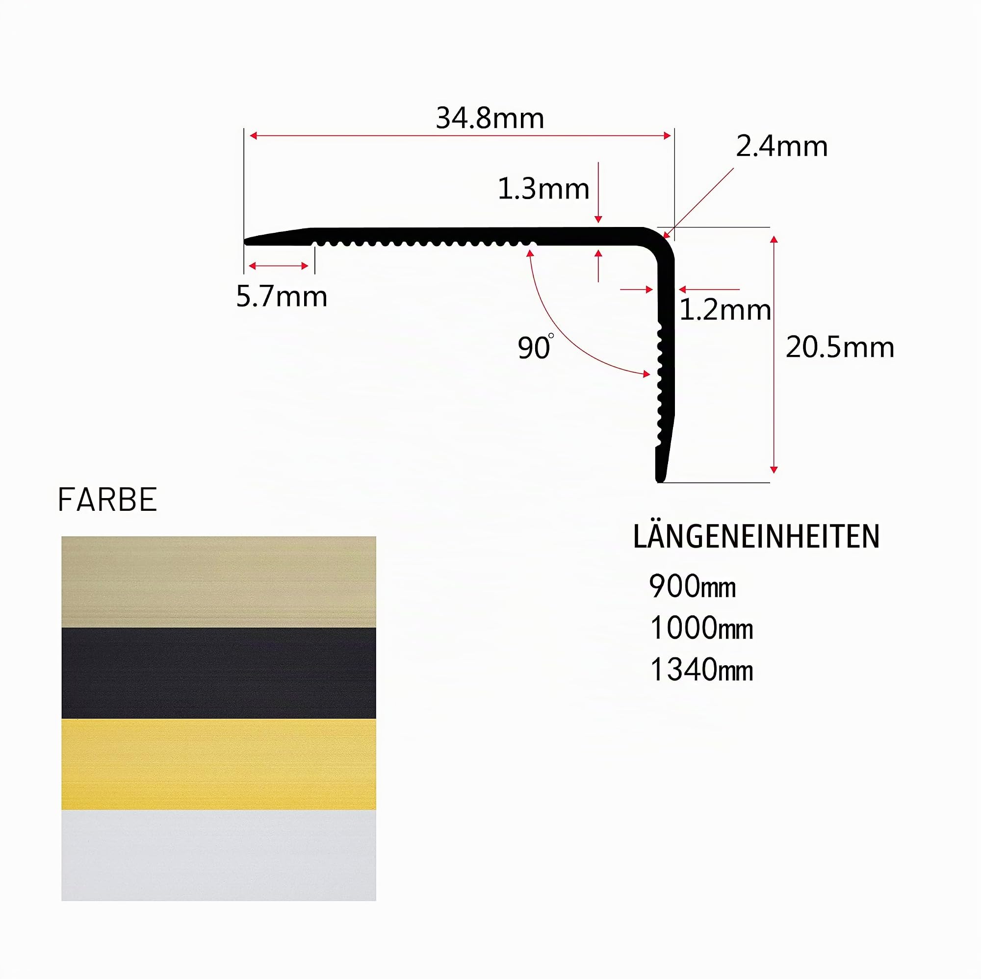PRIOstahl Treppenkantenprofil Alu 20x35mm 1000mm Champagner