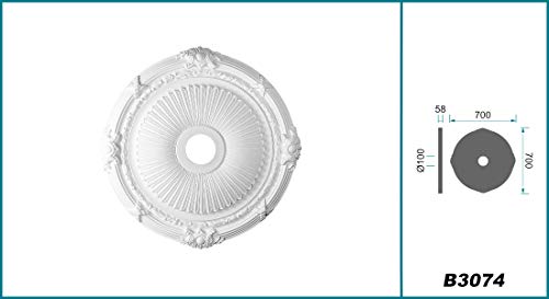 Hexim B3074 Deckenrosette Ø70 cm weiß PU Stuckrosette