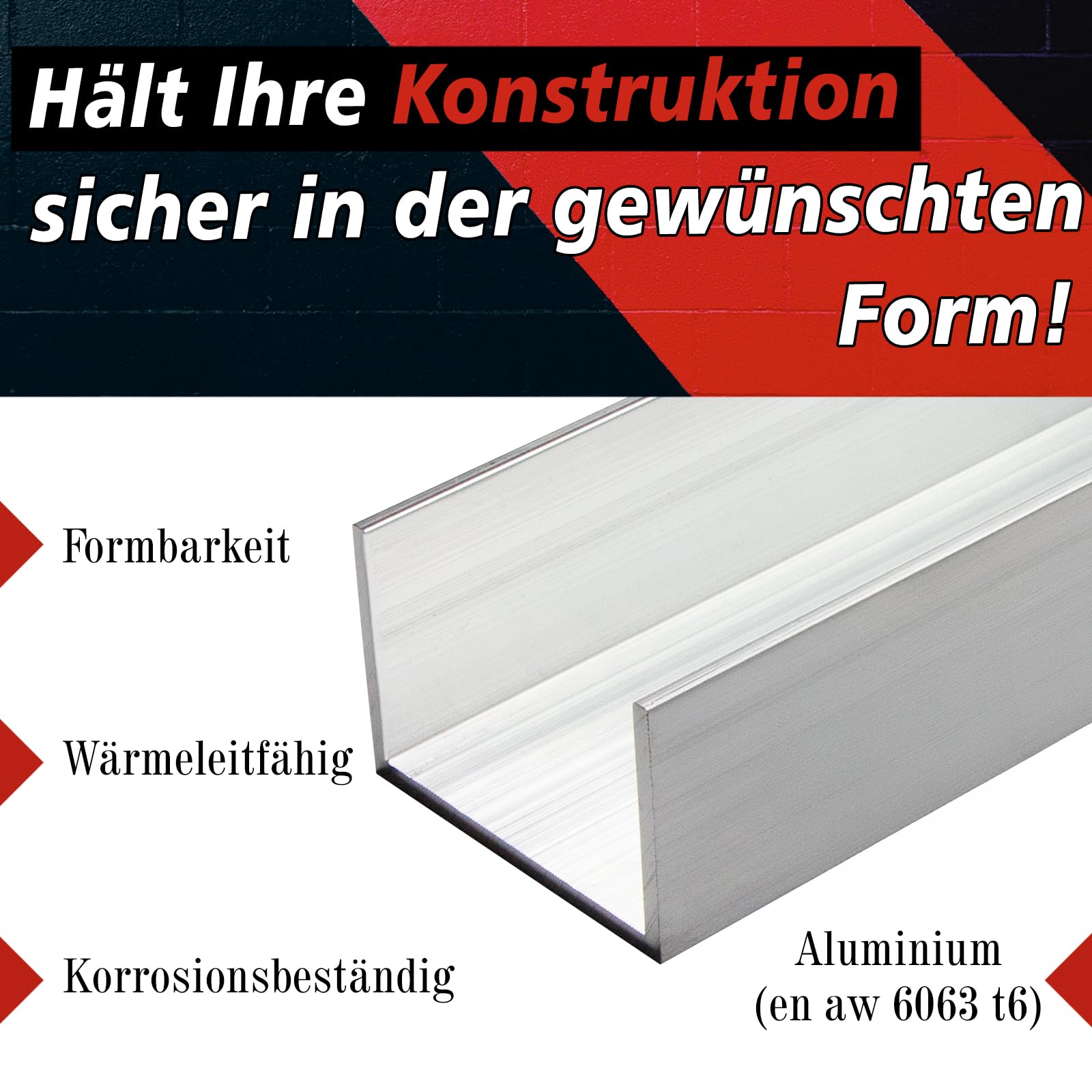 PRIOstahl U-Profil Aluminium 60x40x3mm 2000mm Alu