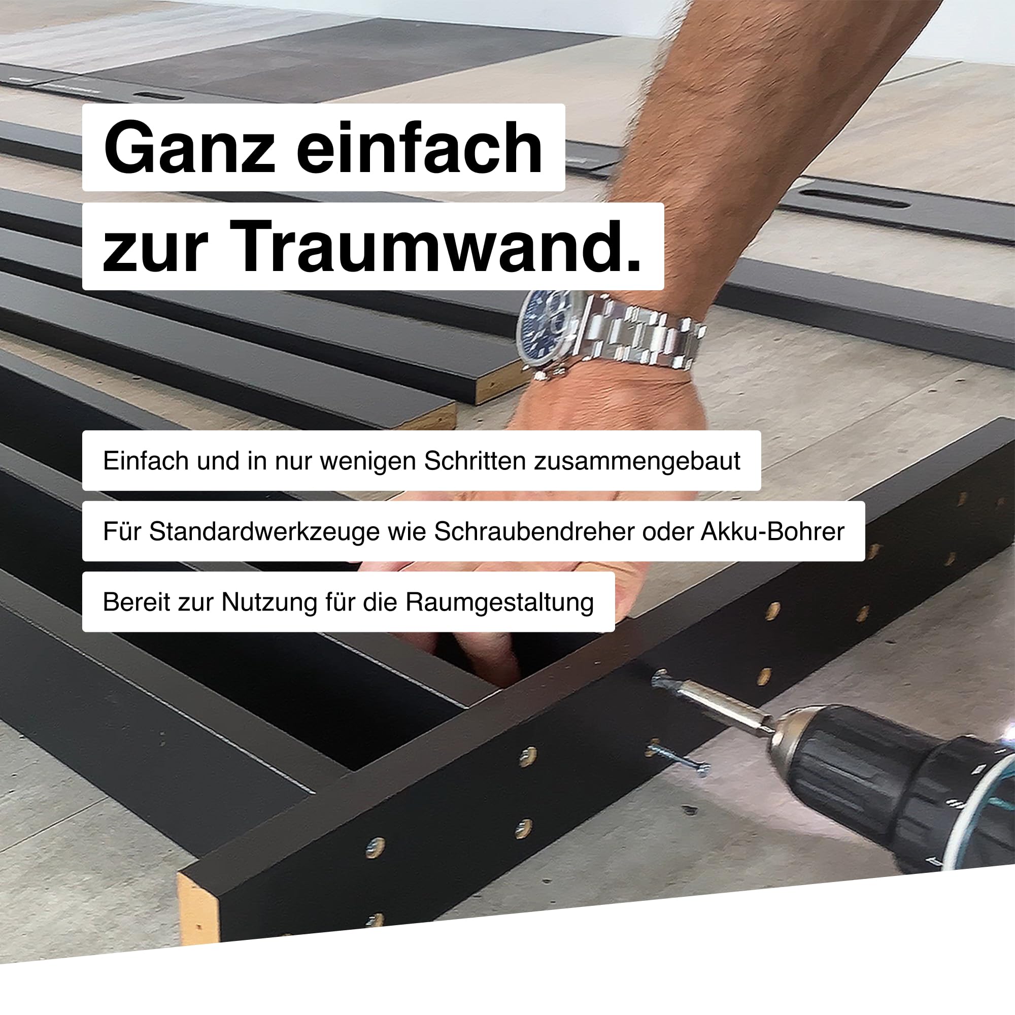 Hexim Raumteiler Lamellenwand 275x58 MDF Schwarz
